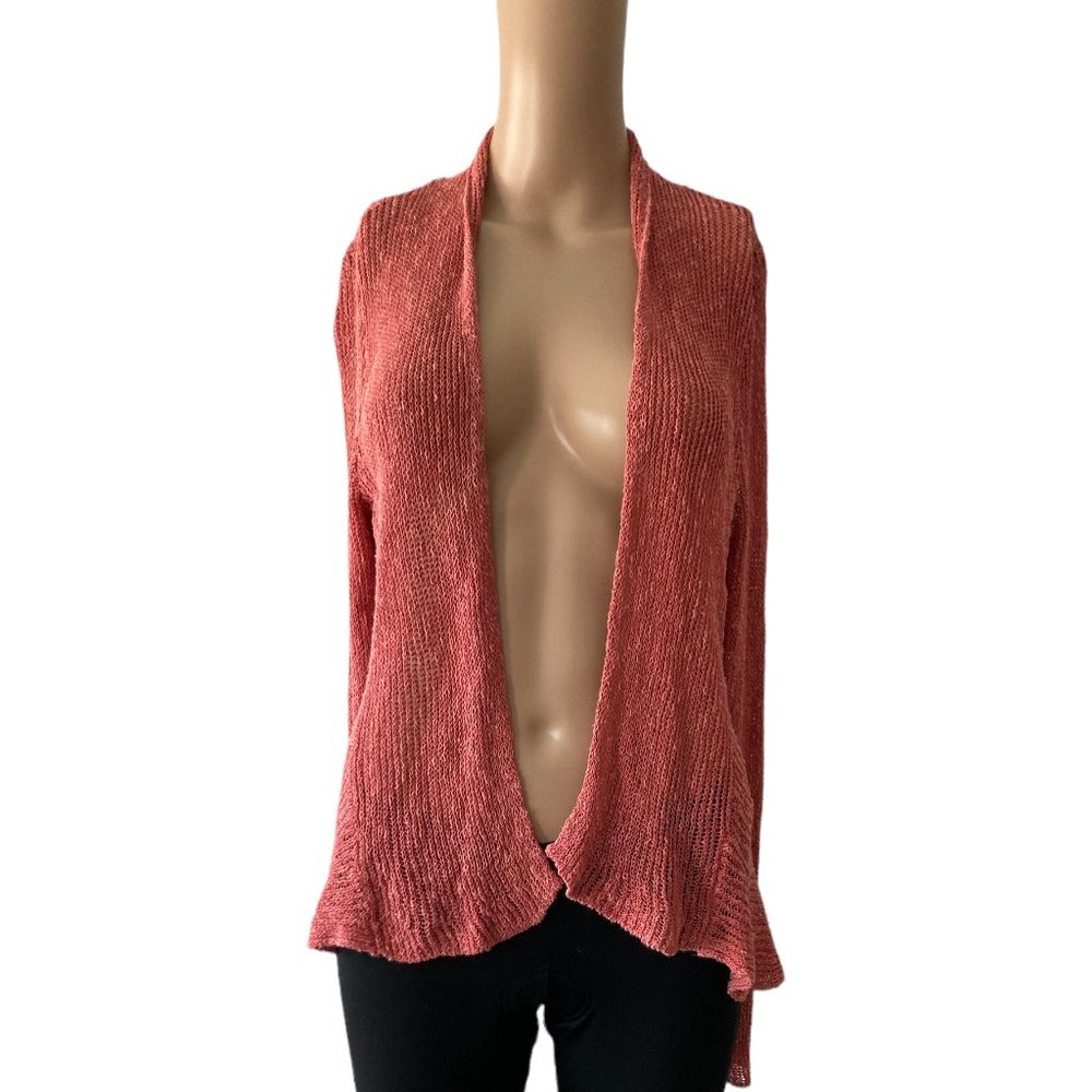 Eileen Fisher Dusty Rose PM Open Linen Cardigan